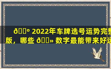 🐺 2022年车牌选号运势完整版，哪些 🌻 数字最能带来好运